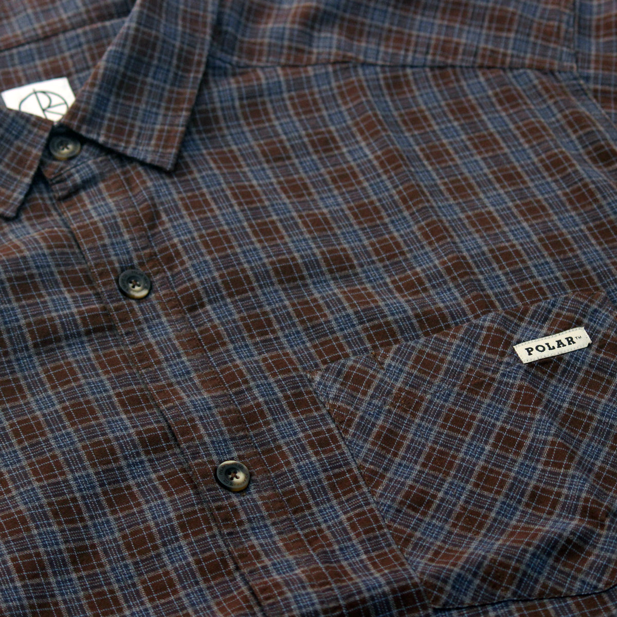 POLAR Mitchell Poplin Shirt / BROWN/BLUE POLAR Mitchell Poplin 