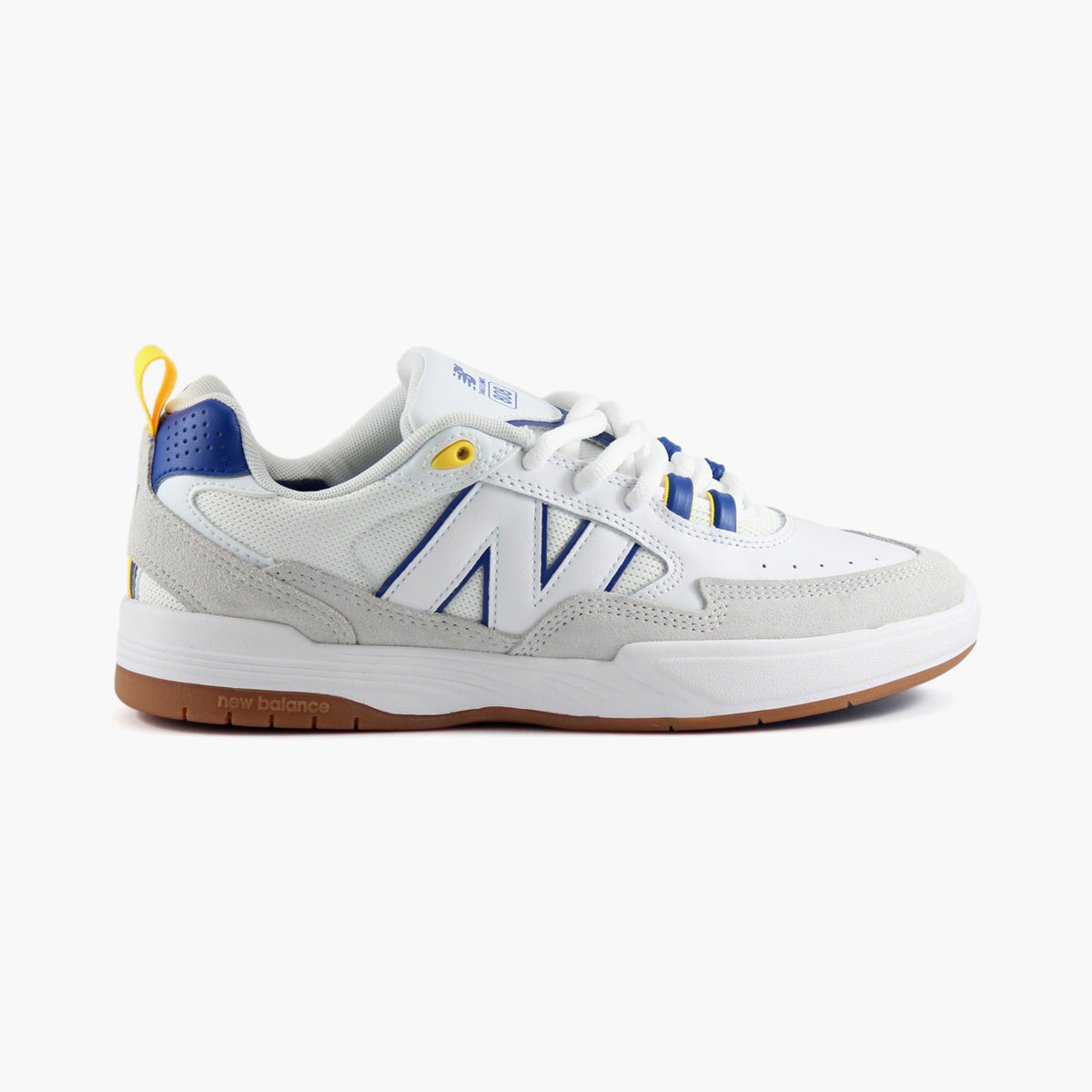 NEW BALANCE NUMERIC NM808 WBY TIAGO LEMOS, White/ Blue/ Yellow – FCHSKATE
